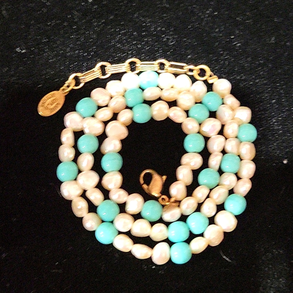 Anne Koplik pearl and turquoise necklace